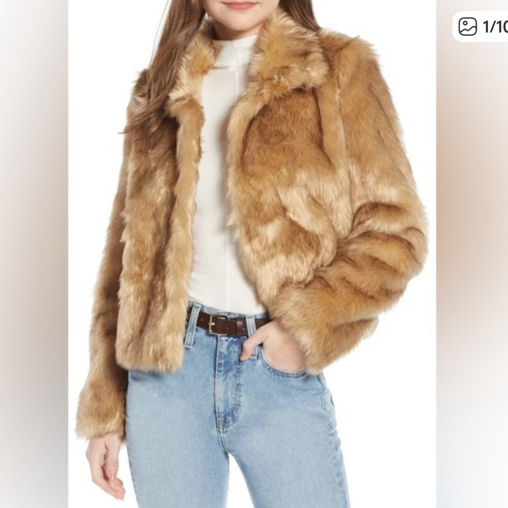 Something Navy Faux Fur jacket size M